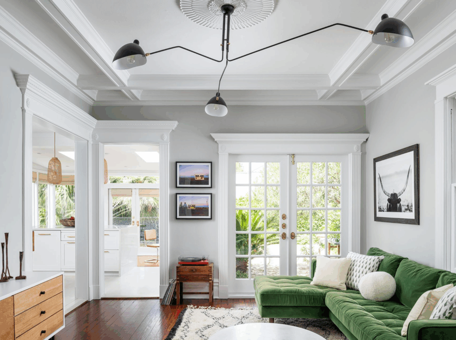 living room with classic white millwork