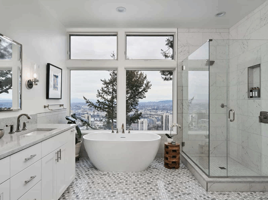 modern bathroom featuring