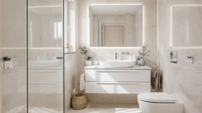 Small bathroom showcasing smart tile selection