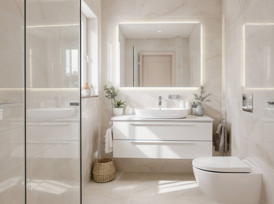 Small bathroom showcasing smart tile selection