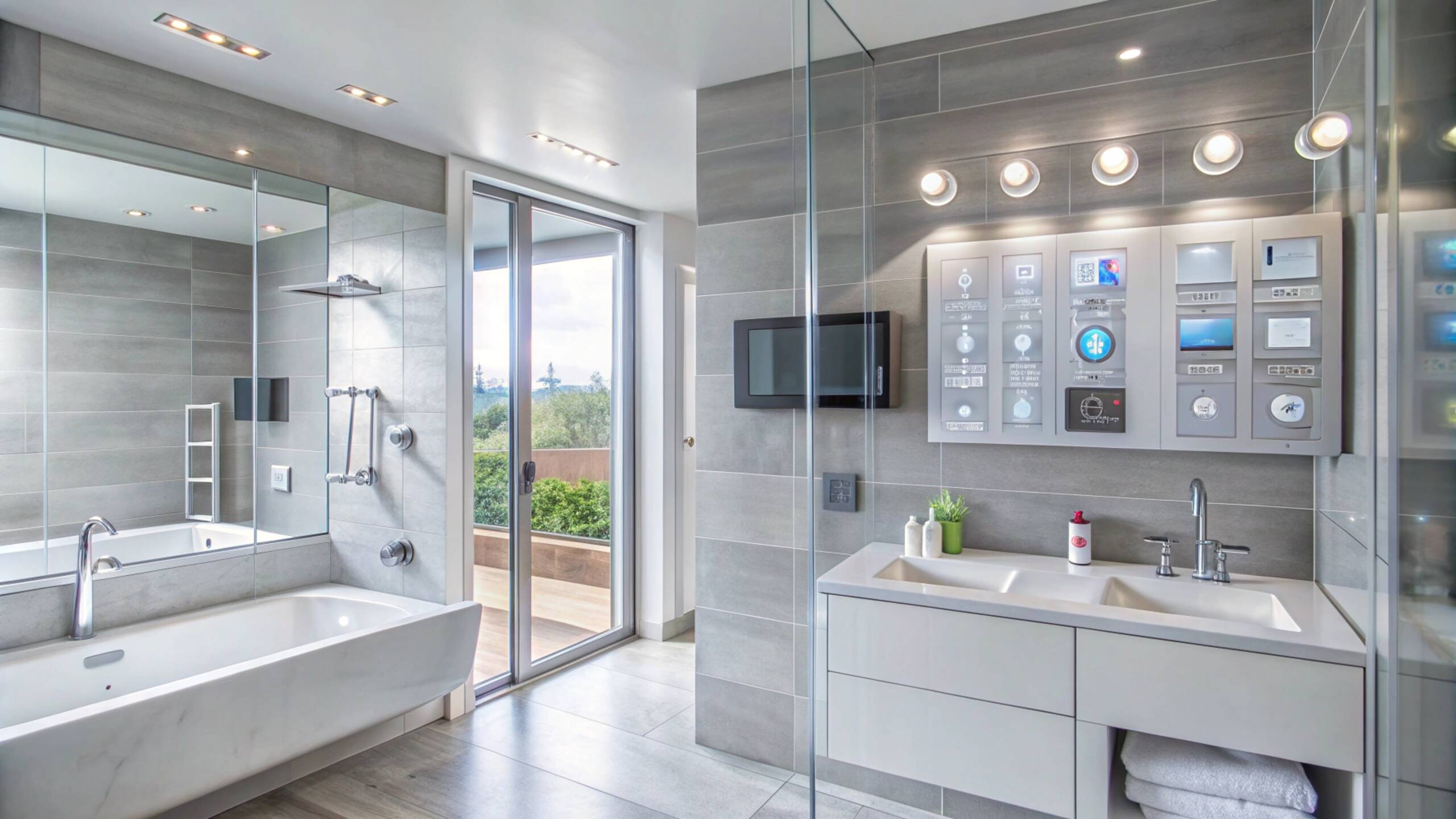 Bathroom with smart home technlogy technology